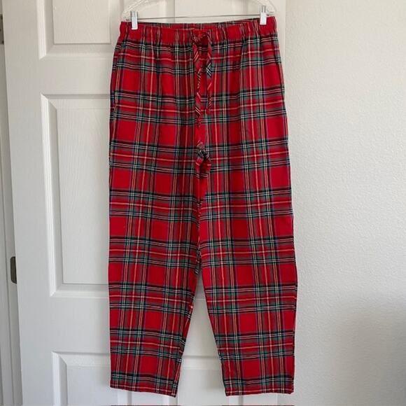 Red Plaid Flannel Drawstring PJ Bottoms Brinkley Cotton Holiday Lane Men L NWT - Picture 1 of 10